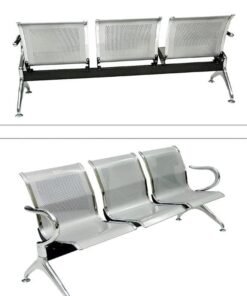 SULSHA 3 Seater Frame Airport Chair, visitor chair for Airport chair, Office chair, Hospital chair, School chair etc. with Metal frame  armrest, sit & back, Silver