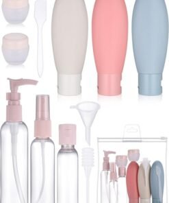 NHSK Enterprise Travel Containers Kits, 11 PCS Travel Accessories Leakproof Squeezable Travel Bottles Refillable Containers Kit with Bags for Cosmetic, Shampoo, Lotion Liquids