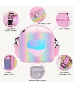 Alternative view of Sylqvxh Lunch Box for Kids Girls, Insulated Rainbow Tote Bag Leakproof Thermal Cooler Reusable Lunch Bag for School Office Outdoor
