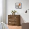 DANUBE HOME Supreme 3-Drawer Young Dresser – Light Walnut Finish – Modern Engineered Wood Chest for Bedroom, Kids Room, Nursery – Compact Storage Furniture