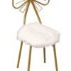 HOME TASTE TOMSUN Modern Makeup Vanity Chair Golden Iron Frame with Soft White Wool Chair Dining Chair