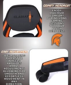 Alternative view of Gladiator Pro Racing Style Gaming Chair with Premium PU Leather Ergonmic Cushion and Adjustable Backrest for Ultimate Gaming Comfort 128.5 x 65.5cm