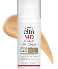 EltaMD UV Clear Tinted Face Sunscreen, SPF 46 Oil- Free Tinted Sunscreen with Zinc Oxide, Dermatologist Recommended Sunscreen, 1.7 oz Pump