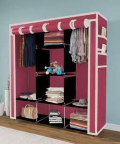 GTC ® 6+2 Layer Fancy and Portable Foldable Collapsible Closet Cabinet Wardrobe Cloth Organizer Shelves Racks Non Woven Fabric and PP Plastic Maroon (Self Assemble) Storage Unit 88230 Maroon