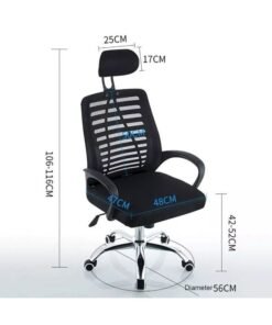 Home Office Chair, Computer Chair, Height Adjustable Swivel Desk Chair with Lumbar Support Armrests Headrest and Wheels for Work and Study, Black