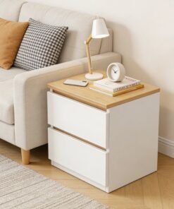 Sharpdo Nightstands Simple Modern Bedroom Bedside Table Solid Wood Minimalist Multi-function Light Luxury Style Bedside Storage Small Cabinet Bedside Table with Drawer - Image 3