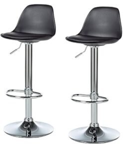 MAPLE HOME DECORATION Maple Home Decoration Swivel High Chair Bar Stool Adjustable Up Down Stainless Steel Base Office Restaurant Furniture (Black