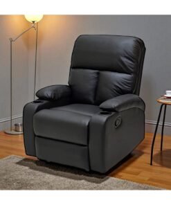 Sabir & Bros Furniture LLC SBF Single Seater Fabric Recliner Sofa – Manual Reclining One-Seater Lounge Chair with Cup Holders – Modern Design & Ultimate Comfort for Living Room & Home Relaxation, Black