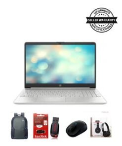 HP (Upgraded Version) Newest 15 Laptop With 15.6-Inch Display, Celeron N4120 Processor/16GB RAM/256GB SSD/Windows 11 Best For Students + FREE Accessories + Bag + Mouse + Flash 32GB + Headset English Silver