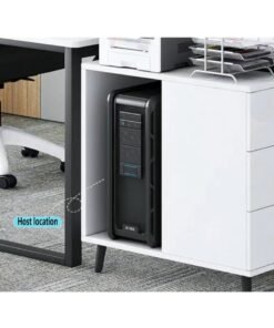 Office Table Computer Desk Scalable Desktop Home Office Writing Desk Student Desk with Drawers Staff Desk for Bedroom（YN064-Black） - Image 3