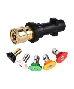 RATSAW Brass Pressure Washer Gun Adapter A Quarter Inch Quick Connect Adapter Fitting For Karcher K2 To K7 Series Pressure Washer Adapter With 5 Power Washer Spray Nozzle Tips Multiple Degrees