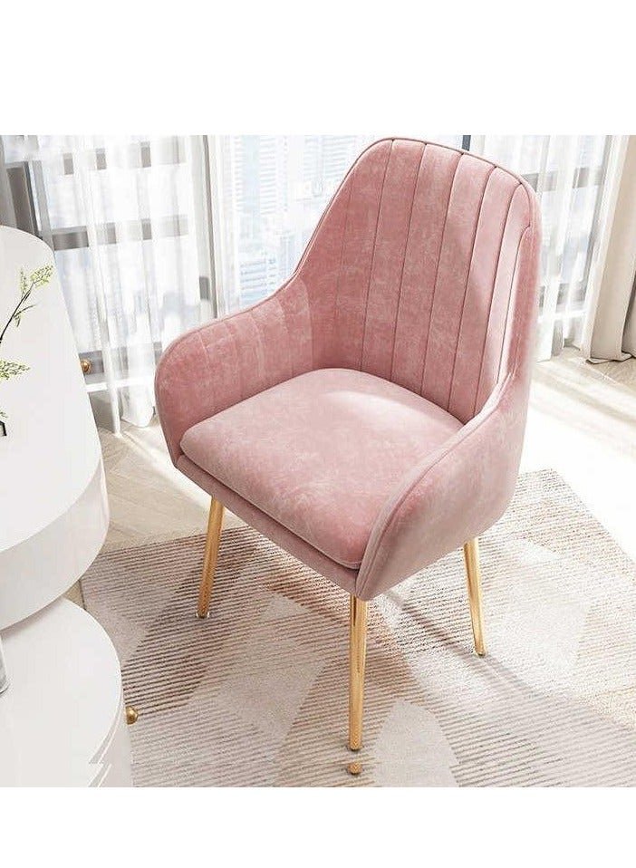 Wooden Twist Bonzer Velvet Fabric Modern Cafe Dining Chair with Metal Legs - Stylish Seating for Kitchen and Dining Room (Pink)