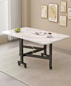 C&C Home Multipurpose Use Foldable Dining Table Moveable Kitchen Table Portable Extendable Versatile Table Space Saving Table Drop Leaf Extension Table for Small Spaces Kitchen Home Restaurants Outdoor Camping 100x60x74 cm