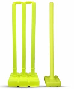Pro-toner Cricket Stumps Set with Base and Bails, 4 Pieces (Neon Green)