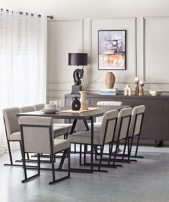 Indus 8-Seater Dining Table with 8 Indus Luxembour...