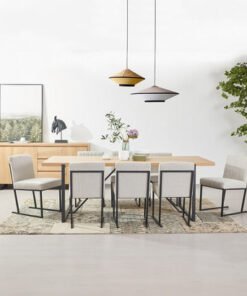 Indus 8-Seater Dining Table with 8 Indus Luxembour...