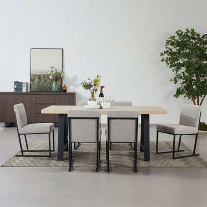 Iris 6-Seater A-Shaped Modular Dining Set with Sid...
