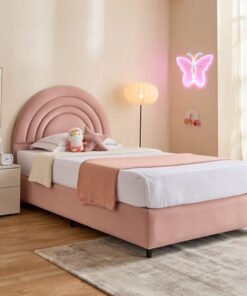 Ivory Crescent Upholstered Twin Bed - 120x200 cm