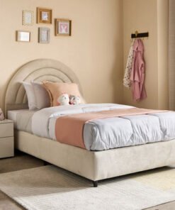 Ivory Crescent Upholstered Single Bed - 90x200 cm
