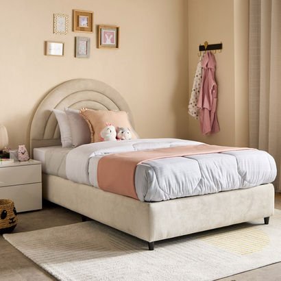 Ivory Crescent Upholstered Twin Bed - 120x200 cm