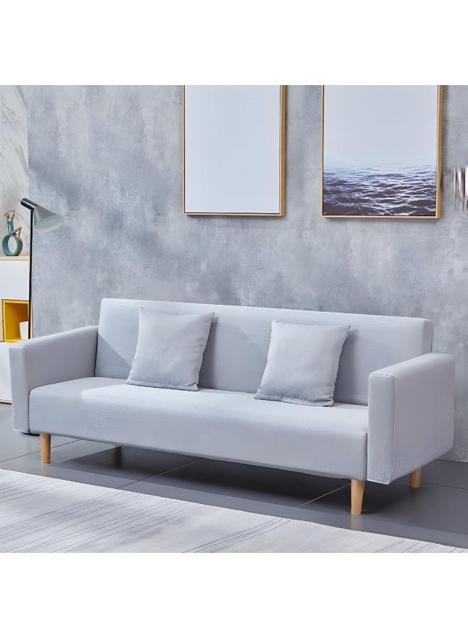 Ripple FURNITURE UAE Homes Modern Convertible Sofa Bed, Square Arms, Cotton Blend Slipcover, Grey (Light Grey)