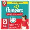 Pampers Rash Protection Size 6 Pants Diapers 16-21 Kg Mega Pack 34 Count