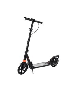Foldable Kick Scooter with Foot Pedal - Height-Adjustable for Teens & Adults, Commuter Adult Scooters with Hand Brake & Disc Brakes, Shock Absorption, 200MM PU Wheels - Supports 100KG（YS-CT888-Black）