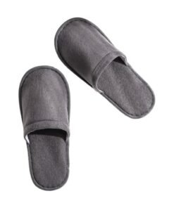 ETRAVEL Disposable Slippers, 10 Pairs, Hotel Non-Slip Slippers, Thickened Travel Slippers For Guesthouses And Homestays, Brushed Fleece, Size 43, Gray