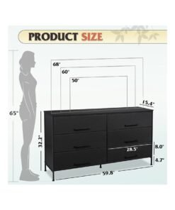 keke Dressing Storage  Model with 6 Drawers For Home inside Room 59.8" inch Black Color - Image 3