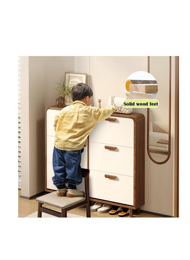CityRiya-Long Shoe Cabinet with 3 Flip Drawers, Freestanding Shoe Storage Cabinet with Adjustable Shelf & Anti-Tipping Device, Shoe Rack for Entryway, Hallway, Living Room (XG029,White) - Image 2