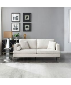 Home Box Amare 3-Seater Beige Sofa with 2 Cushions and 1 Round Bolster 88 x 89 x 200 cm