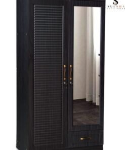 SULSHA 2 Door Wooden Wardrobe Cabinet Cupboard Engineered Wood Perfect Modern Stylish Heavy Duty With Mirror