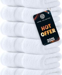 White Classic Luxury White Hand Towels - Soft 100% Turkish Cotton | Highly Absorbent Hotel spa Bathroom Towel Collection | 16x30 Inch | Set of 6