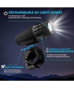 Alternative view of SKY-TOUCH USB Rechargeable Bike Light Set 320 Lumens Powerful Front and Rear Bike Accessories for Night Riding, Cycling Rear Headlight Reflectors for Kids, Road, Mountain Bike, Black