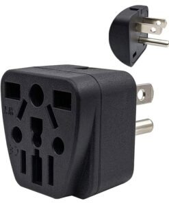 Rock Pow US Travel Plug Adapter EU/UK/AU/in/CN/JP/Asia/Italy/Brazil to USA Type B 3 Prong Grounded USA Wall Plug International Mini Travel Adapter and Converter Wall Outlet Power Charger Converter Black