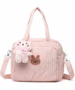 WAOKN Baby diaper bag, handbag, baby diaper bag, travel diaper bag, multifunctional maternity bag, travel storage bag, single shoulder crossbody bag, baby bottle diaper storage bag, mommy bag handbag, fashionable mother and baby bag (pink).