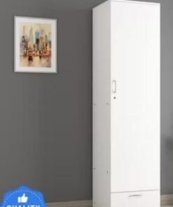 SULSHA 1 Door Wooden Wardrobe Cabinet Cupboard With Drawer Lock Keys White