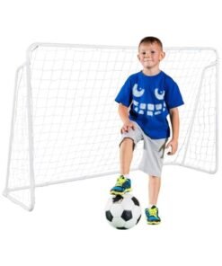 KINGMAZI Portable Soccer Goal, 240x150cm Soccer Net, Adults Kids Backyard Soccer Net, Folding Soccer Goal with Carry Bag, Soccer Training Equipment Includes 4 Ground Stakes