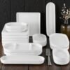 Noon East 18 piece Porcelain Dinnerware Set, Set for 6, Microwave & Dishwasher Safe, White