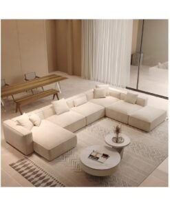Karnak Molly U Shape Sofa For A Modern Lounge And Cozy Corner Linen Fabric Beige