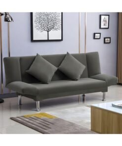 Ripple FURNITURE UAE Homes Modern Convertible Sofa Bed, Armless Design with 2 Throw Pillows (Grey)