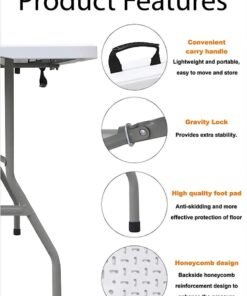 R.VIHAN Multipurpose Rectangle 152cm Centre Folding Camping Table Heavy-Duty Plastic Tabletop with Aluminium Frame Lightweight Foldable Desk Portable Collapsible Trestle For Indoor Computer Gaming Outdoor Picnics Hiking Fishing Barbecue Party Kitchen Home Bedroom Balcony Dining Living Room Garden Patio BBQ Tables Office Conference Rooms & Events School Classroom Student Study