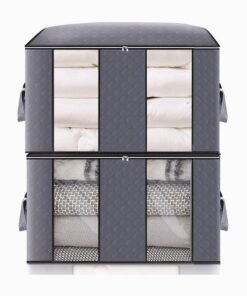 MIXDE 2 Pieces Large Capacity Closet Organizer and Clothes Storage Bag with Clear Windows for Store Quilt Clothes
