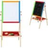 MOMENT Children'S Drawing Board [36 X 60 Cm] Double-Sided Magnetic Drawing Board Lifting Easel Children'S Small Blackboard Solid Wood Writing Board