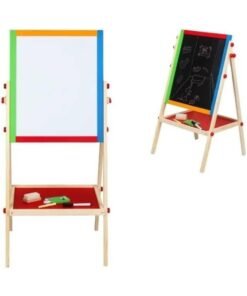 MOMENT Children'S Drawing Board [36 X 60 Cm] Double-Sided Magnetic Drawing Board Lifting Easel Children'S Small Blackboard Solid Wood Writing Board