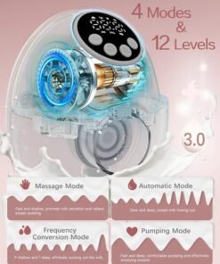 Jccgoo Wearable Breast Pump - Hands Free Breast Pumps with 4 Modes 12 Levels, Automatic Voice Prompts, LED Display with 4 Modes &12 Levels, Memory Function, White - Image 3