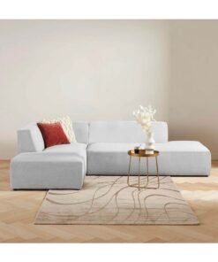 Karnak Luna L-Shape Sectional Velvet Sofa - Light Grey