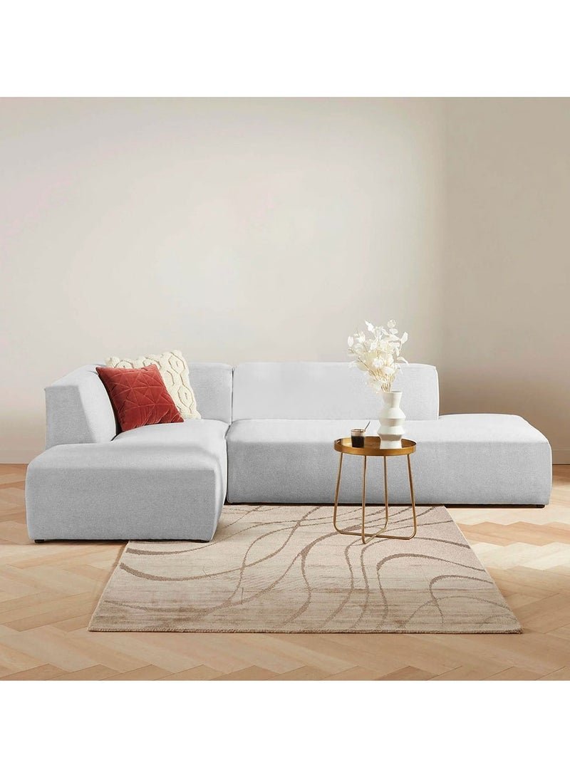 Karnak Luna L-Shape Sectional Velvet Sofa - Light Grey