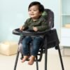 BAYBEE 4 In 1 Nuvella Convertible Baby High Chair For Kids With Adjustable Height And Footrest Baby Chair Toddler Feeding Chair Booster Seat With Food Tray, Wheels &  Safety Belt Kids High Chair For Baby Toddlers 6 Months To 4 Years Black