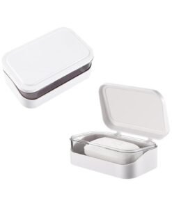 Soap Box, 2Pcs Plastic Soap Case Holder with Removable Drainer and Lid, Travel Soap Container, Great Thickened Soap Dish, Easy Cleaning Soap Box for Home Hotel Camping Gym Travel and More